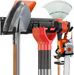 Garden Tool Rack Set, Garage Wall Organization Hanger with 3 Mop Holder and 6 Multi-Purpose Hooks, Garden Yard Shovels Rakes for String Hedge Trimmer Brooms Hoses Folding Chairs ladders, and More