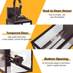 Oil Rubbed Bronze Dusk to Dawn Outdoor Wall Lighting, 19" Large Outside Modern Wall Sconce Lantern, Industrial Porch Light Wall Mount, Waterproof Farmhouse Exterior Lamp 2-Light Brown