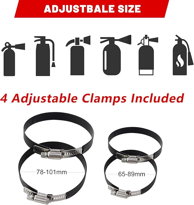 UTV Fire Extinguisher Mount Kit - Aluminum Adjustable Quick Release Roll Bar Car Fire Extinguisher Bracket Holder for 1.75-2in Roll Bar ATV UTV Polaris RZR SXS Ranger Camper Jeep Can-Am Durable