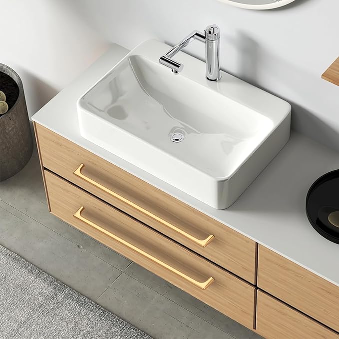 10 Pack 10 Inch(254mm) Hole Center Modern Brushed Champagne Bronze Cabinet Pull Handle Timeless Vanity Drawer Pull Handle Classic Cabinet Hardware for Kitchen Bathroom, Champagne(10x10)