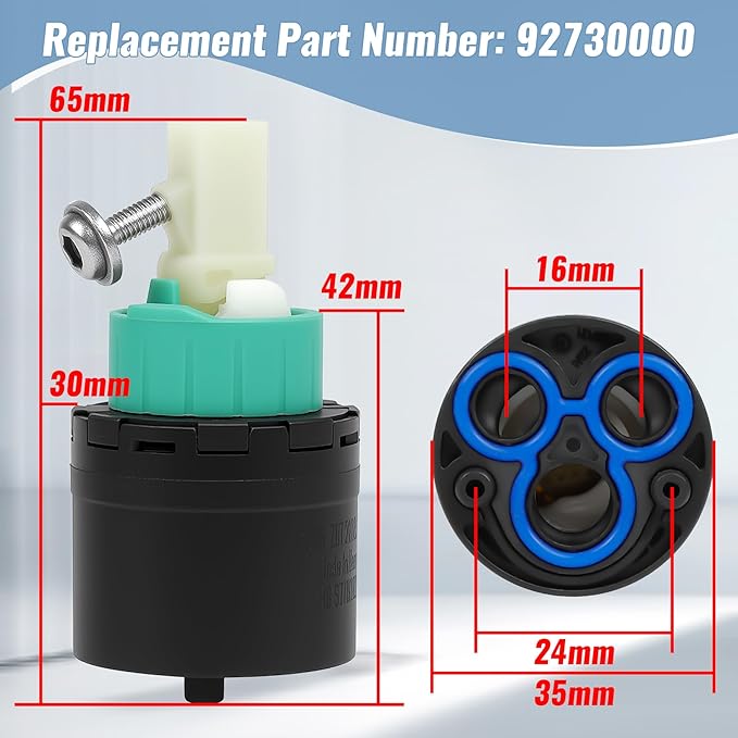 92730000 Faucet Valve Core Compatible with Hansgrohe M3/M2 Single-Hole Ceramic Cartridge 2-inch Spare Part, Durable Plastic, Black