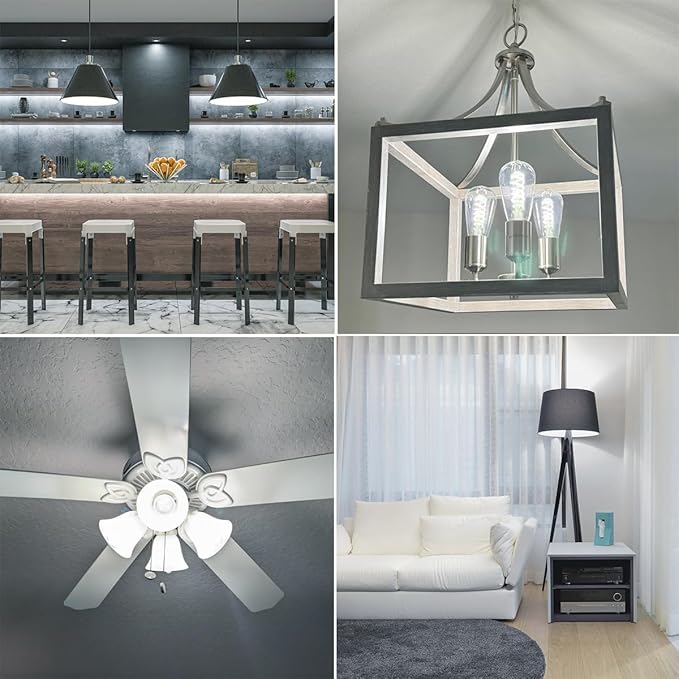 4 PCS ST58 (ST19) LED Edison Bulbs, Dimmable Vintage Antique LED Filament Light Bulbs, 6W Equivalent 60 Watt, Daylight 5000K, 600 Lumens, E26 Base, Clear Plastic