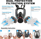 Half & Full Face Respirator Mask with Filters, Gas Masks for Construction Work, Paint, Dust, Spray, Welding, Sanding