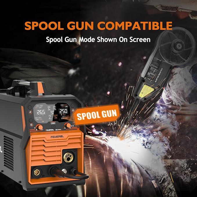 250A Aluminum Pulsed MIG Welder,7 in 1 Gas MIG/Pulse MIG/Flux Core/Stick/Lift TIG/Spot Welding/Spool Gun Compatible Aluminum Welding Machine LED Display 110V/220V Multiprocess Welder