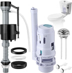 Saillong 1 Pack Universal Toilet Tank Replacement Kit, Include Dual Flush Valve with Push Button, Toilet Fill Valve, Bowl Gasket and Plastic Bolts, Tank Parts Replacement for 2-Piece (3 Inch)