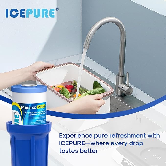 ICEPURE 5 Micron 10" x 4.5" Whole House Water Filter Compatible with GE FXHTC, GXWH40L, RFC-BBSA, W50PEHD, GXWH35F, GNWH38S, Dupont WFHD13001, R50-BB, Pack of 2