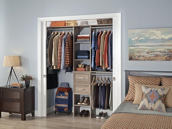 ClosetMaid SuiteSymphony Closet Organizer with Shelves and 2 Drawers, 16-Inch-Natural Gray