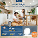 Amico 20 Pack 4 Inch 5CCT Ultra-Thin LED Recessed Ceiling Light with Junction Box, 2700K/3000K/4000K/5000K/6000K Selectable, 10W Eqv 70W, Dimmable Can-Killer Downlight, 700LM High Brightness