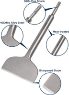 Firecore 4 Inch Tile Removal Chisel Bits for SDS Plus Rotary Hammer Drill, Steel Shovel Scaling Flat Chisel Tool for Thinset Vinyl Concrete Mortar Flooring Adhesives Glue