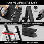 GameGem 3 Step Ladder, Aluminum Folding Step Stool with Anti-Slip Sturdy and Wide Pedal, Lightweight Portable Stepladder for Home and Kitchen Use Space Saving, Black, 330 lbs