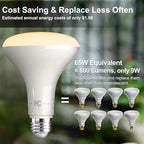 VOLIVO LED Flood Light Bulb 12 Pack, Recessed Ceiling Bulb, BR30, 65W Equivalent Efficient 9W, Dimmable, E26 Base, Warm White 3000K, 800 Lumens, 80CRI, Ceiling Light for Kitchen, Living Room