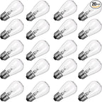Minetom 20Pack S14 Replacement Light Bulbs - 11 Watt Warm Incandescent Edison Light Bulbs with E26 Medium Base for Commercial Grade Outdoor Patio String Lights