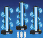 BAIMNOCM 3 Pack 38W UV Light Sanitizer, UVC Germicidal Lamp with Remote Control, UV Disinfection Light Bulb for Basement/Bedroom/Kitchen (2 Ozone Free + 1 Ozone)