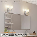 Bathroom Light Fixtures Brushed Nickel Vanity Lights with White Frosted Glass Shade, Double Wall Lamps for Mirror Kitchen Living Room Porch T001BR-L2