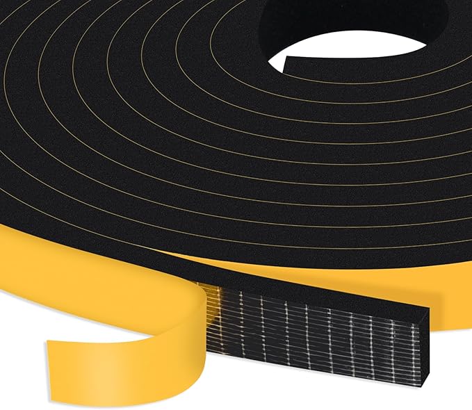 Weather Stripping Door Seal Strip, Strong Adhesive Doors and Windows Insulation Soundproof Weatherproof Foam Tape for Sliding Door, Front Door Frame, Window, Lightproof(1/2 In x 1/4 In x 13Ft)