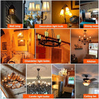 LiteHistory Dimmable 4W 2200K Amber CA10 led Bulb E12 Candelabra led 250lm, Warm White, 40W Flame tip 6Pack