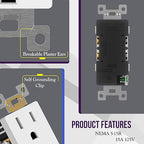 ENERLITES Matte White Decorator Receptacle with Screwless Wall Plate, Standard Electrical Wall Outlet, 15A 125V, Self-Grounding, 2-Pole, 3-Wire, UL Listed, 61502-TR-MWSID, 10 Pack, Tamper Resistant