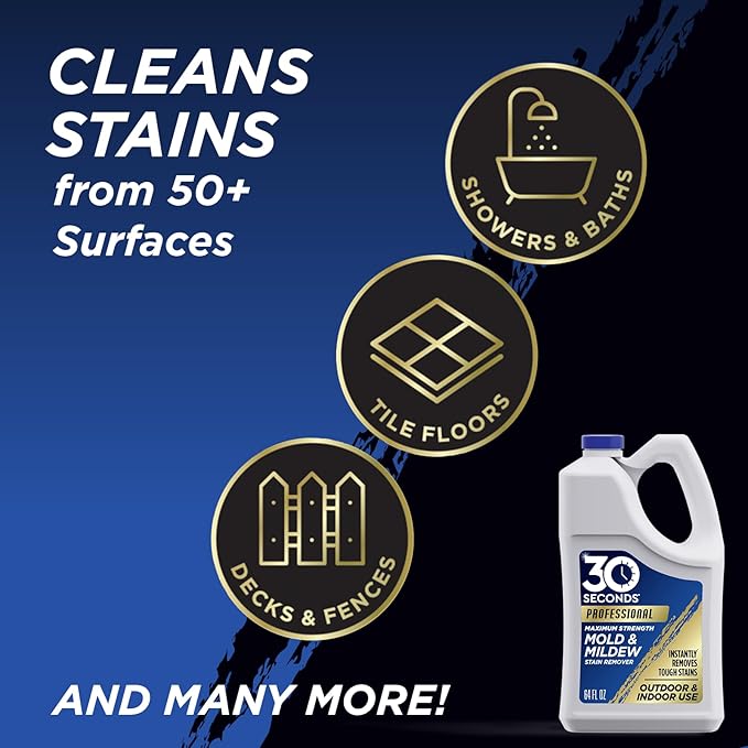 30 SECONDS Pro Mold and Mildew Stain Remover | Scrub Free | Brighter Results Instantly | Ready To Use Refill | 128 fl. oz. - PACKAGING MAY VARY