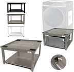 Washer and Dryer Pedestals - 27" W, 16" H, Gray Steel Universal Fit with Major Brands, Leak-Proof Laundry Pedestal with Drain Pan & Hose, Washer and Dryer Stand for Back Pain Relief, 800 lbs Capacity