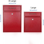 KYODOLED Steel Key Lock Mail Boxes Outdoor, Locking Wall Mount Mailbox, Security Key Drop Box, Collection Boxes,16.2H x 11.22L x 4.72W Inches, Red X Large