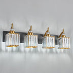 Crystal Vanity Lights - Black Gold 4 Light Bathroom Vanity Light Fixtures Over Mirror Modern Vanity Light