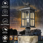Darkaway Outdoor Post Lights, 21.3inch Large Exterior Post Lantern Lamp Waterproof Aluminum Housing Lamp with Seeded Glass, Fence Pole Deck Lighting for Garden Patio Pathway Driveway