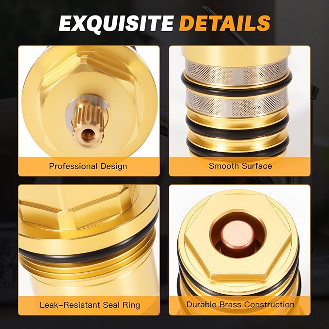 94282000 3/4" Brass Thermostatic Cartridge Valve Core Fit for Hansgrohe Ecostat Showers, for 2-Hole & 3-Hole Thermostatic Tub Fillers, for iBox Trims & ThermoBalance Panels Temperature Control