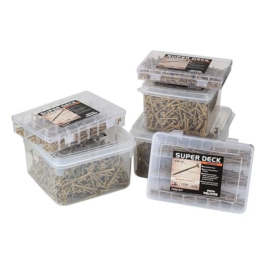 WELLOCKS Deck Screws, Wood Screws, Tan, Superior Rust Resistant, Epoxy Coated, Above 1000 Hour Salt Spray Coating T25 Torx Star Bit Included for Outdoor Wood Fence (5.2LBS Tan, #10×4")