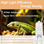 G9 Heat Lamp Bulbs for Reptile,Day White, Mini Halogen Bulb 50W, Infrared Reptile Heat Lamp for Bearded Dragon Gecko Turtle Lizard, Pack of 3