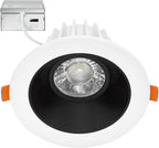Maxxima 4 in. Ultra-Thin Recessed Anti-Glare LED Downlight - Canless IC Rated, 1200 Lumens, 5 Color Temperature Selectable 2700K/3000K/3500K/4000K/5000K, Dimmable Round White Trim Black Baffle, 90 CRI
