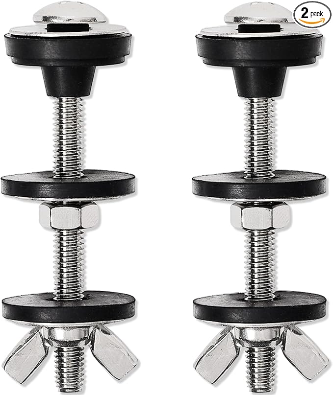 2PCS M6 Universal Toilet Tank to Bowl Bolts Kit, Heavy Duty Stainless Steel Toilet Seat Bolts, Easy to Install