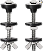 4PCS M6 Universal Toilet Tank to Bowl Bolts Kit, Heavy Duty Toilet Tank Bolts and Washers, 304 Stainless Steel Toilet Seat Bolts Kit, with Extra Long Nut Easy to Install (ΦM6, 4)