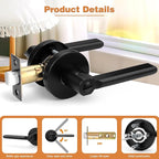 Probrico Privacy Door Handles for Bedroom and Bathroom Black Interior Door Handles, Keyless Privacy Door Lever Reversible, 6 Pack