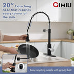 GIMILI Black and Nickel Touchless Kitchen Faucet with Pull Down Sprayer, Motion Sensor Smart Hands-Free Single Handle Kitchen Sink Faucet, Single Hole Kitchen Spring Faucet