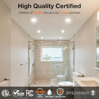 Sylvania 4" Slim Microdisk Downlight, 10W, 5 CCT Select (2700K - 5000K) Recessed Lighting, 700 LMS, 90 CRI, Dimmable, Wet-Rated, White - 6 Pack (61189)