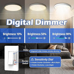 ThunderWay Digital Dimmer Light Switch, Single Pole/3-Way LED Slide Dimmer, for 300W Dimmable LED/CFL Lights and 700W Incandescent/Halogen, Wall Plate Included, 10 Pack, Matte White