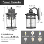 Darkaway Outdoor Porch Lights Wall Mount, Outdoor Light Fixtures Sconces Wall Lighting with Seeded Glass Waterproof Exterior Lights for Patio Yard House Hallway Doorway Garage(2 Pack, Black)