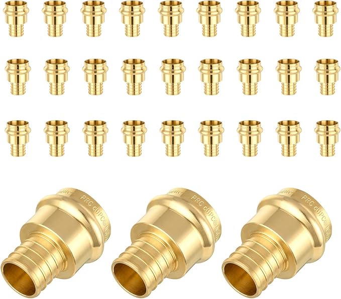 (Pack of 30) Seelink 1/2"Press x 1/2"Pex Crimp Coupling Brass Adapter, Press Fittings For Copper and Pex Pipe Connection(PEX1807344-30Pack)