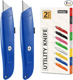DIYSELF 2Pack Utility Knife Box Cutter Retractable Blade Heavy Duty(Blue)