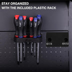WORKPRO Magnetic Screwdriver Set 12-Piece, Go-Thru Screw Driver Set Kit with Wall Mount Rack, Includes Slotted & Phillips Screwdrivers, Magnetic Screwdriver with Magnetizer Demagnetizer Tools