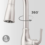 Pfister Rosslyn Kitchen Faucet with Pull Down Sprayer and Soap Dispenser, Single Handle, High Arc, NSF Certified, Spot Defense Stainless Steel Finish, F5297RSSRGS