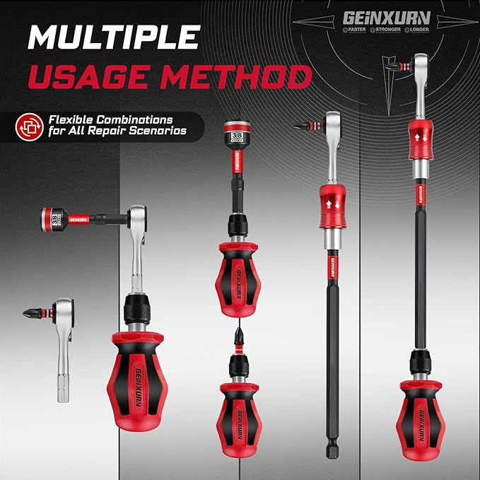 21 Pieces Tool Kit Include Mini Rachet Wrench, S2 Steel Screwdriver Bit, Mini Screwdriver Handle, Magnetic Locking Bit Holder and Nut Driver, Portable Hand Tools Set for Repair