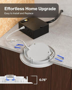 Sunco 6 Pack 4 Inch Adjustable Recessed Lighting 4 Inch LED, Angled Directional Eyeball Canless Gimbal, 750 LM, Selectable CCT 2700K/3000K/4000K/5000K/6000K, Dimmable, 8W, with Junction Box ETL