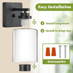 Set of 2 Wall Sconces for Bathroom, Modern Vanity Light Fixtures, Matte Black Wall Mount Lighting Lanterns, Farmhouse Wall Lights with Double Clear Glass Shade for Bedroom Living Room Mirror Hallway