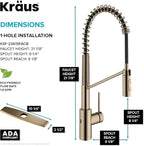 KRAUS Oletto Touchless Sensor Commercial Pull-Down Single Handle Kitchen Faucet with QuickDock Top Mount Assembly in Spot Free Antique Champagne Bronze, KSF-2631SFACB