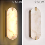 ZEROUNO Alabaster Wall Sconces, 14.2 inch Wall Sconce, Natural Marble Wall Sconces Wall Lighting Set of Two, Dimmable Light Fixtures for Bedroom Living Room Stairs Vanity Hallway Bedside