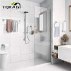 TQKAG 7-Pieces Brushed Nickel Bathroom Hardware Accessories Set 23.6" SUS304 Stainless Steel Towel Bar Set Toilet Paper Spare Rolls Storage Holder Wall Mounted