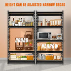 BIG RED Storage Shelving Unit, 5-Tier Adjustable, Heavy Duty Metal Garage Shelves/Utility Rack for Kitchen, Pantry, Basement, Bathroom, Laundry - 2,000 lbs Capacity, Black, 72" H x 35" W x 12" D