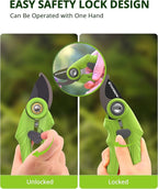 Garden Shears - 6.9" Pruning Shears for Gardening with SK5 Stainless Steel Sharp Blades, Tree Trimmer Garden Scissors with Comfort Handle and Safety Lock, Gardening Hand Tools - Green