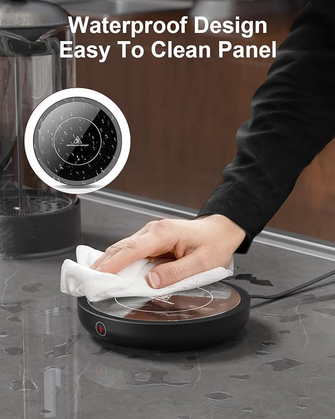 SWEETFULL Coffee Mug Warmer, 36W Electric Coffee Cup Warmer for Desk with 3-Temp Settings Advanced Temperature-Controlled Beverage Warmers Heating Plate for Coffee, Milk, Tea, Candle Wax - Black